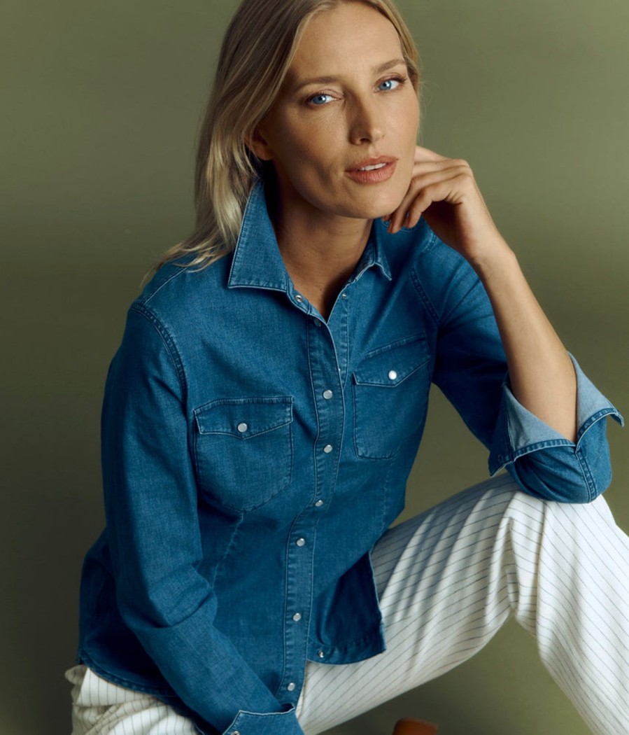 New Devernois Stretch Cotton Denim Shirt