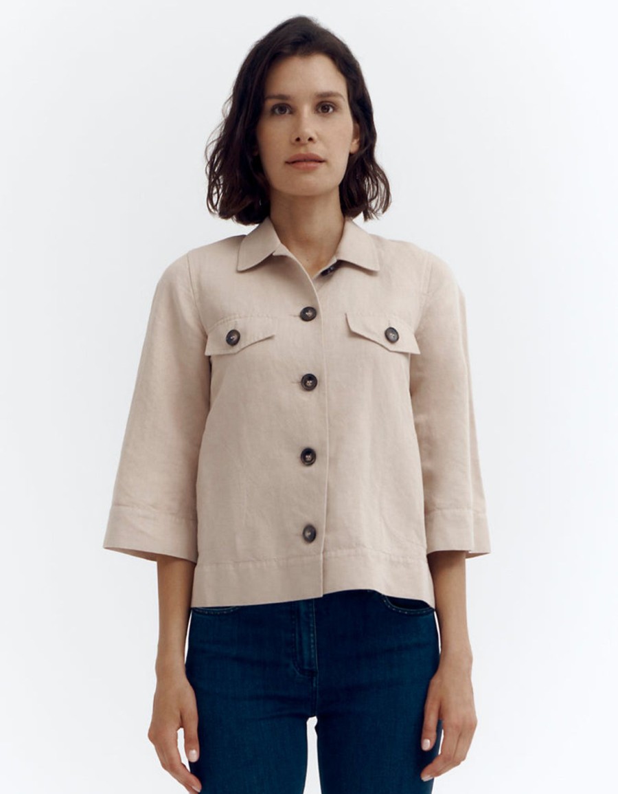 Clearance Devernois Short Buttoned Cotton And Linen Jacket