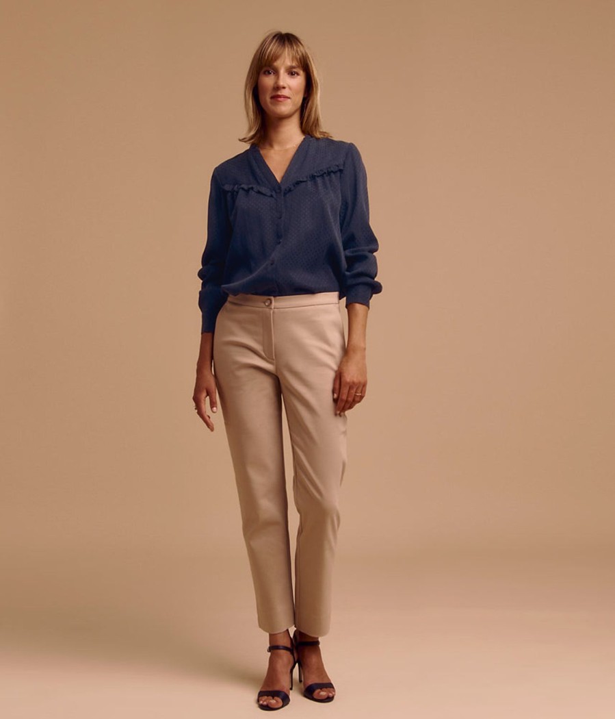 New Devernois Straight Stretch Cotton Trousers