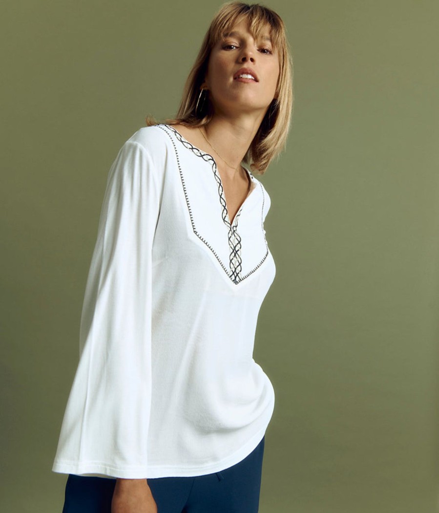 Best Devernois Embroidered Blouse In Viscose Crepe