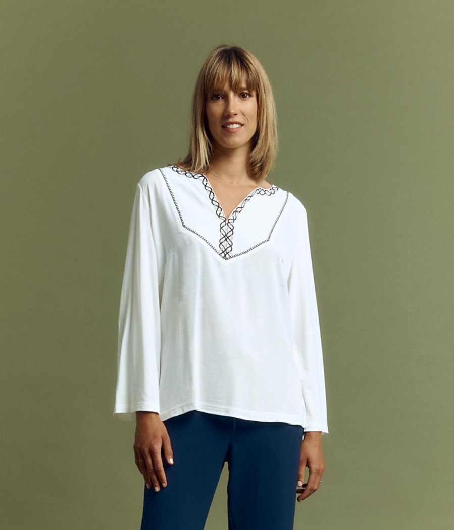 Best Devernois Embroidered Blouse In Viscose Crepe