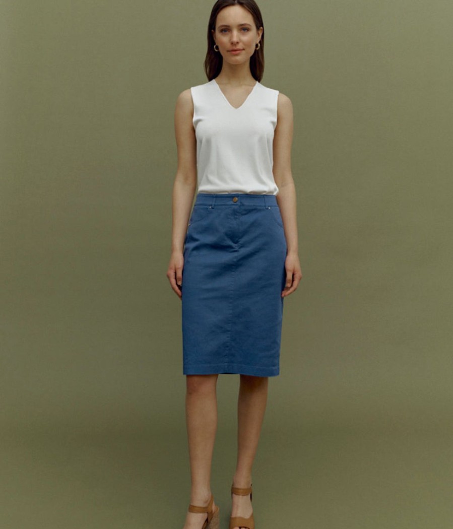 Best Devernois Straight Stretch Cotton Skirt