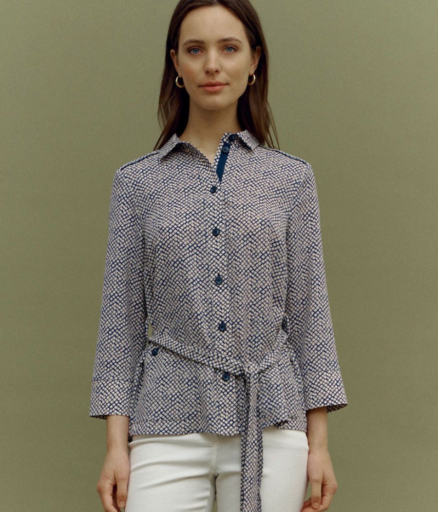 Online Devernois Printed Belted Shirt Jacket