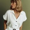 Clearance Devernois Belted Linen Shirt Dress