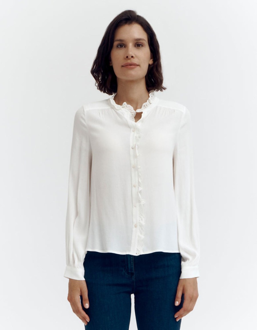 New Devernois Blouse With Embroidered Ruffle