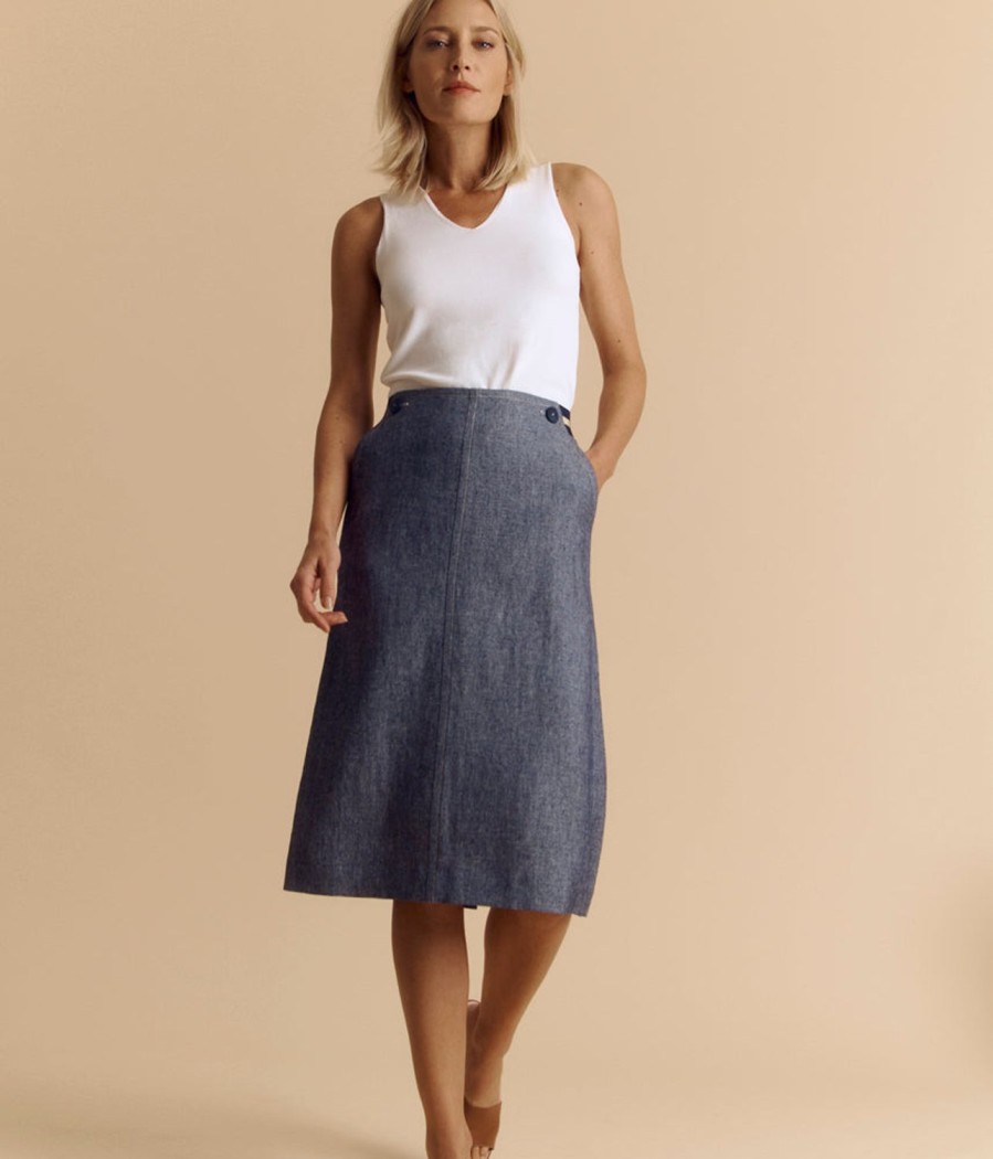 New Devernois Straight Linen Skirt