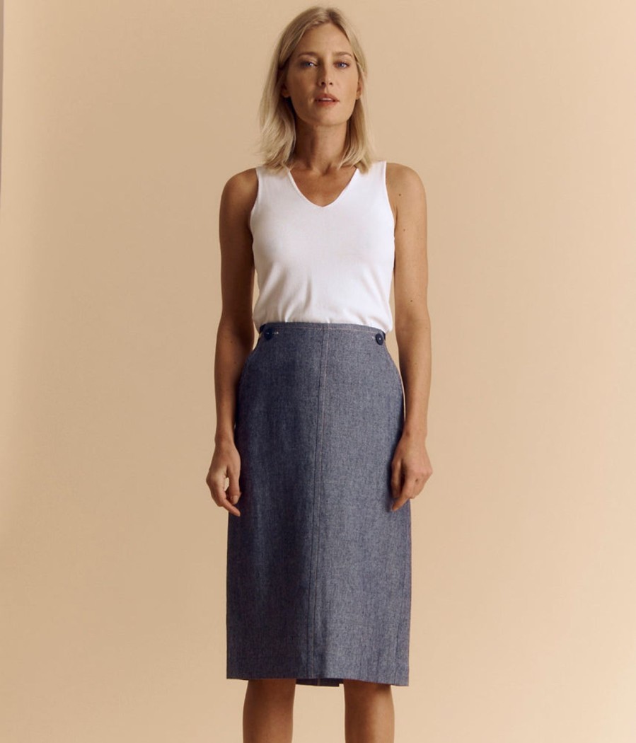 New Devernois Straight Linen Skirt