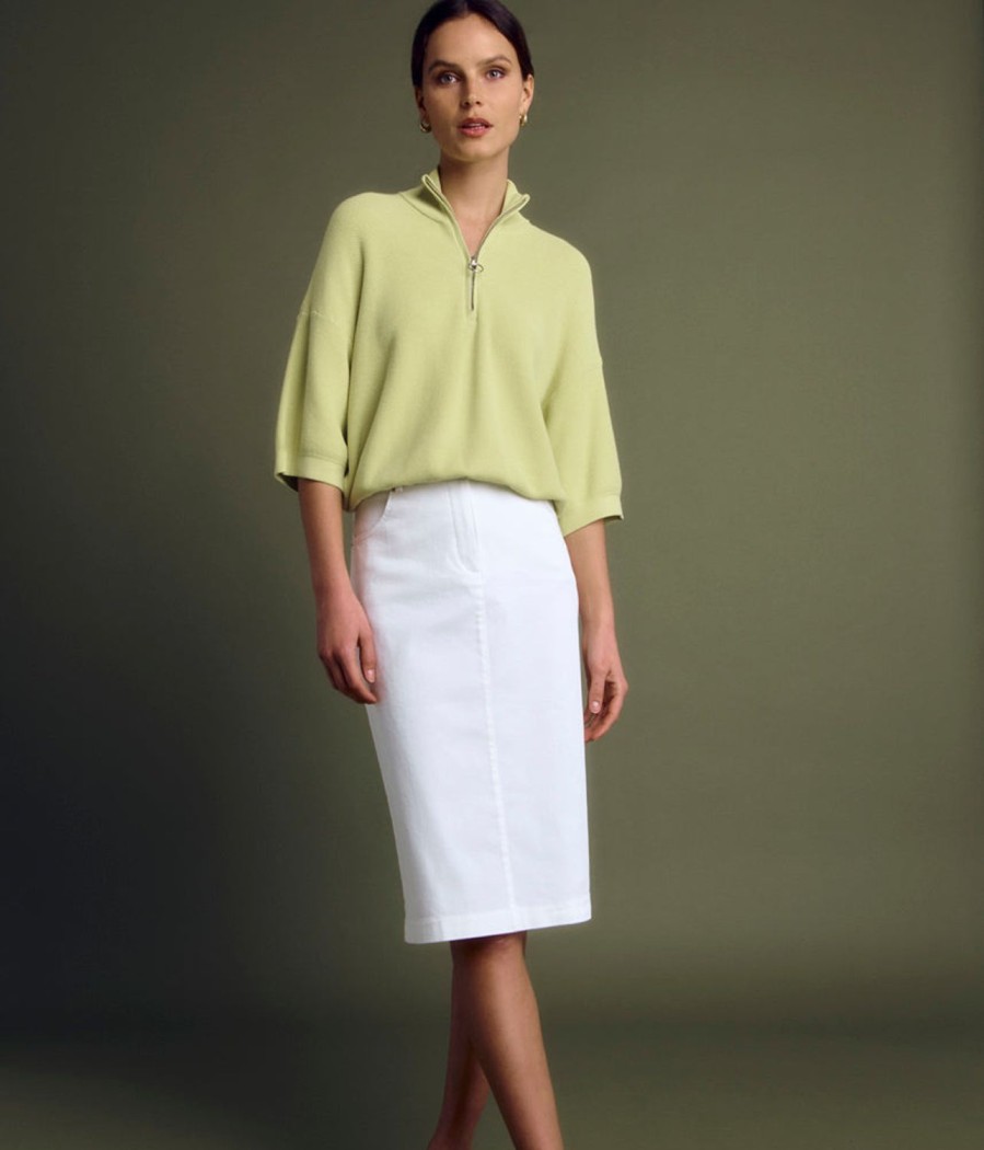 Online Devernois Straight Stretch Cotton Skirt