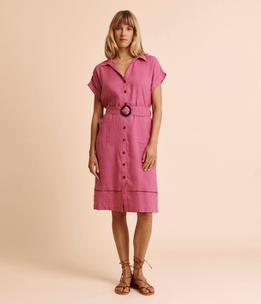 Hot Devernois Belted Shirt Dress