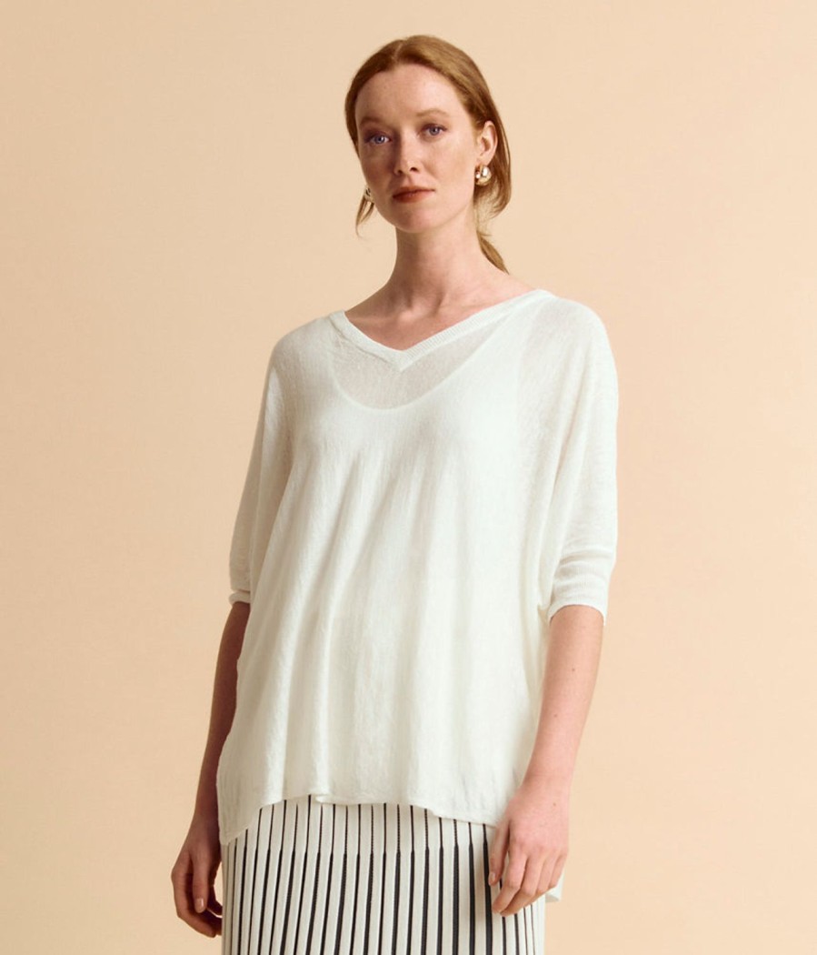 Clearance Devernois Fluid Oversized Linen Jersey Sweater