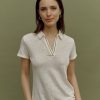 Wholesale Devernois Iridescent Linen Polo Shirt