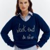 Hot Devernois Embroidered Knit Sweater