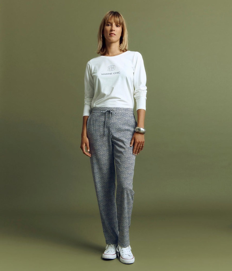 New Devernois Flowing Printed Pants In Viscose Crepe